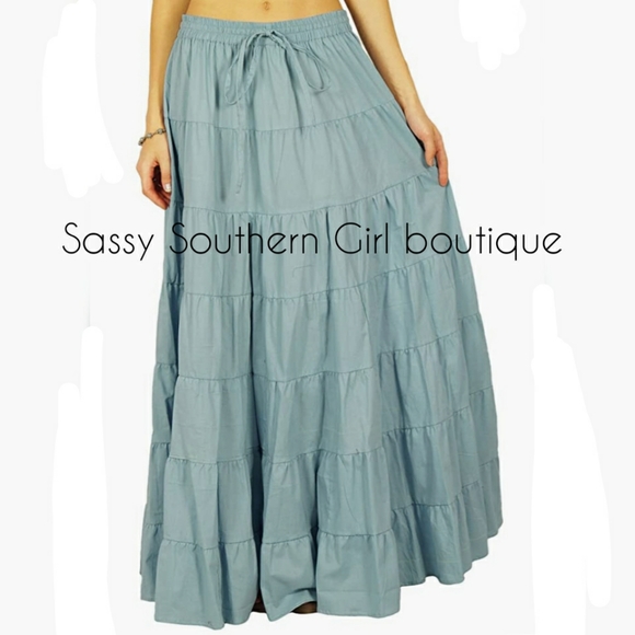 ⭐🆕Boho gypsy grey blue peasant maxi skirt - Picture 4 of 8